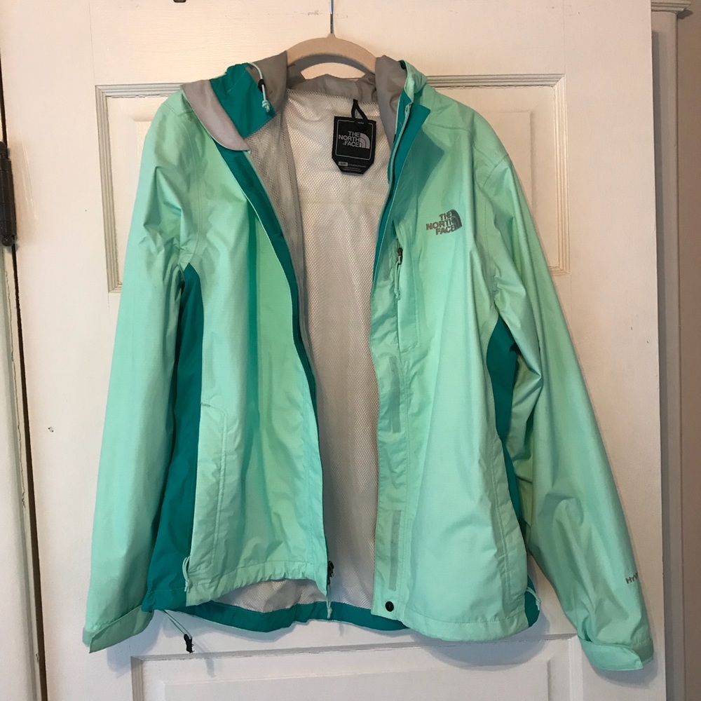 Mint colored North Face Windbreaker/Rain Jacket